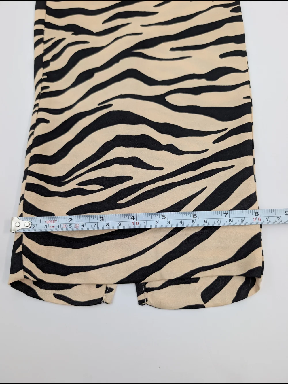 ZARA Women's Zebra Print Split Hem Straight-Leg Pants Viscose Beige Black S - Picture 12 of 13